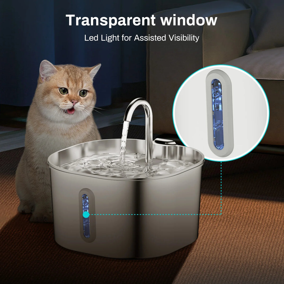 Silent Stainless Steel Cat Fountain